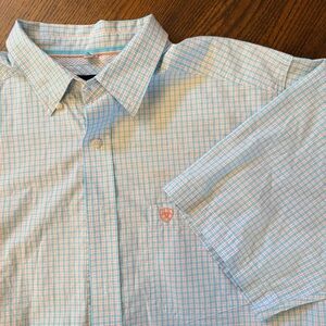 Ariat Pro Series Men's Blue Plaid Shirt. Size large tall